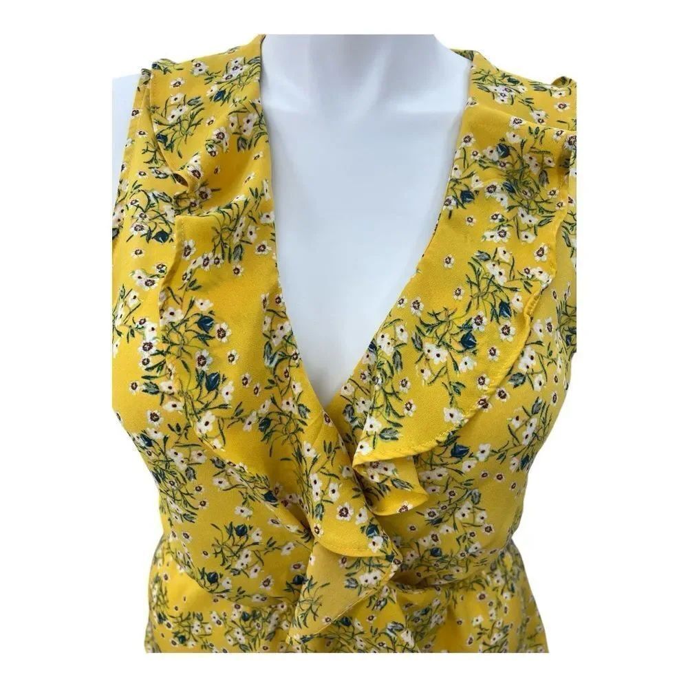 Max Studio Yellow Ruffled Tie Back Blouse - Picture 2 of 4